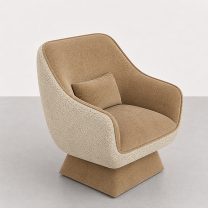Cadeirão Becca estofado com design envolvente e acabamentos personalizáveis produzido em Portugal