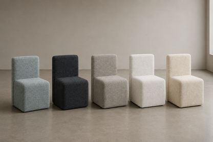 Cadeira Cabe estofada de design minimalista produzida em Portugal pela VILLA Interiores