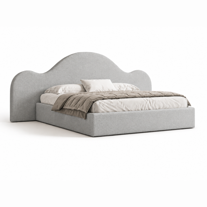 Cama Alba estofada com cabeceira orgânica produzida em Portugal pela VILLA Interiores