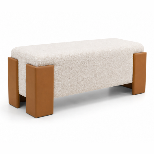 Banqueta Loulou estofada com design contemporâneo e acabamentos personalizáveis produzida em Portugal